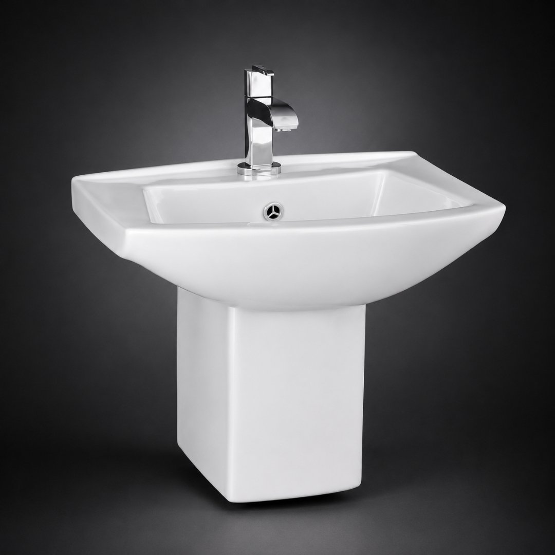 SILVER Washbasin with Pedestal Wash Basin - My Home Studio